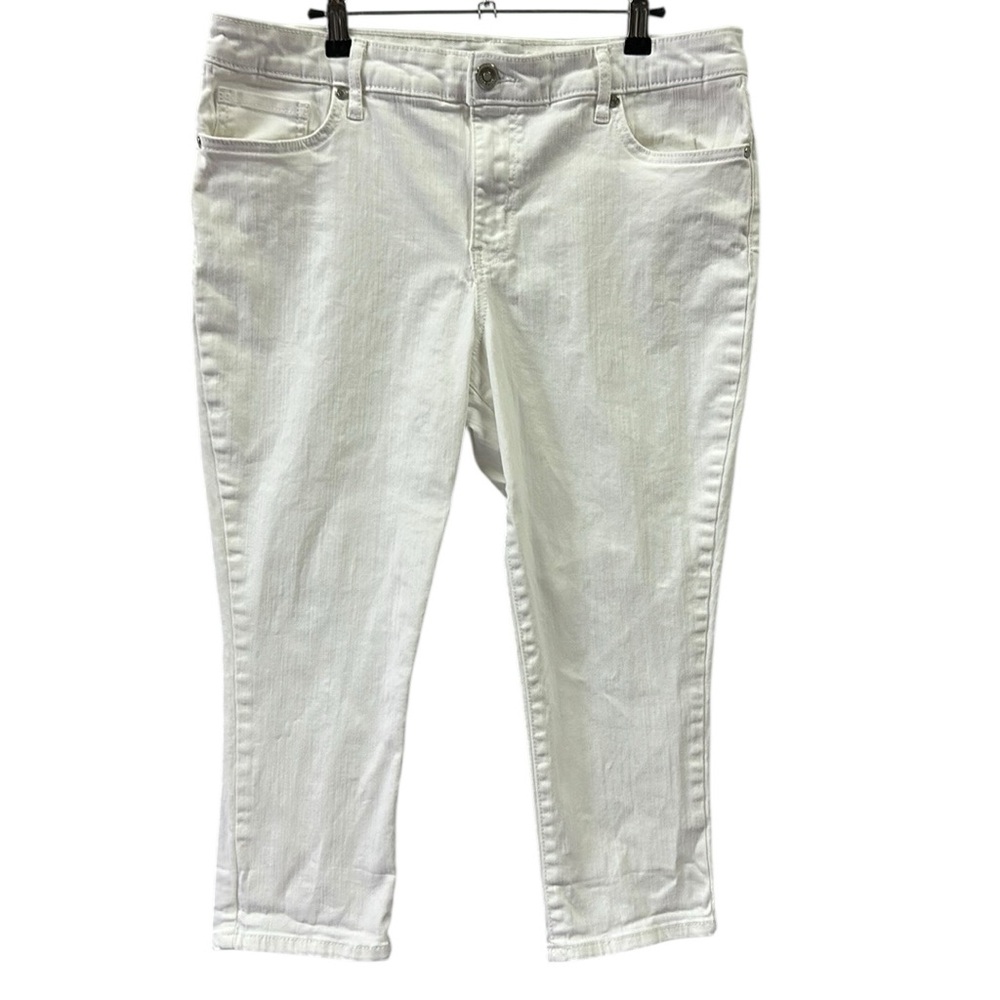 Code Bleu White Stretch Denim High Rise 5 Pocket Capri Jeans Womens Petite 12